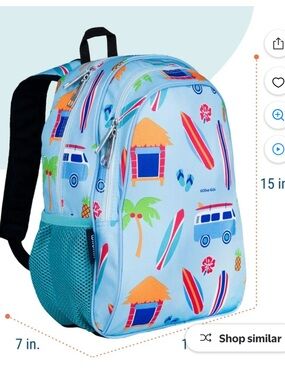 Wildkin Light Blue Tropical Surf Backpack for Kids